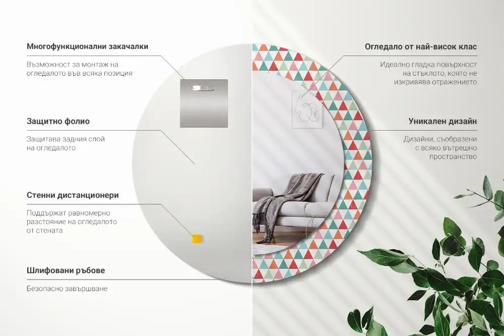 Okroglo okrasno ogledalo Geometrijski vzorec