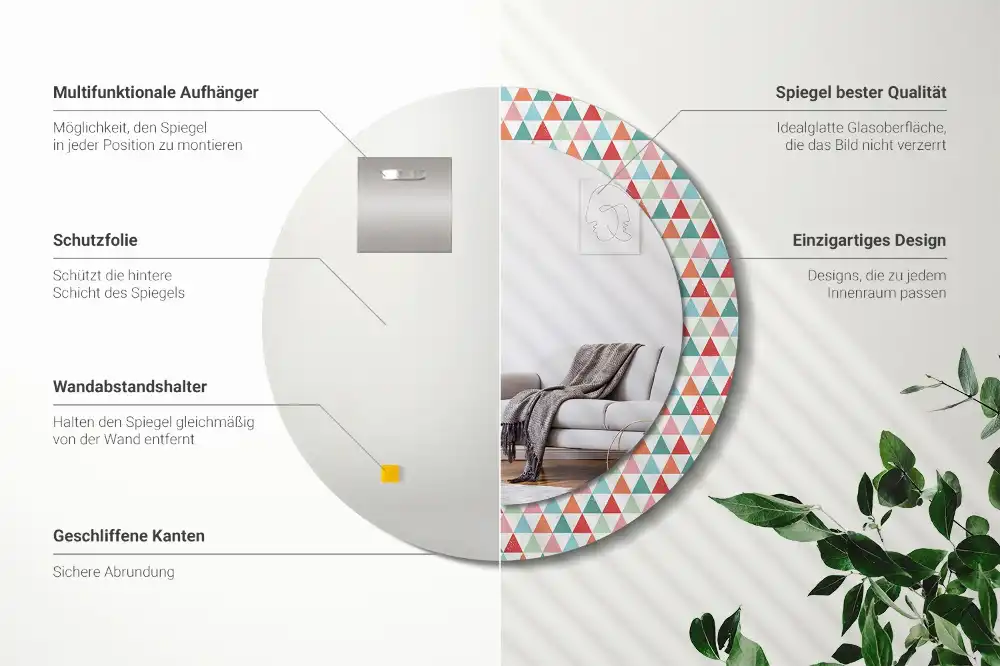 Okroglo okrasno ogledalo Geometrijski vzorec