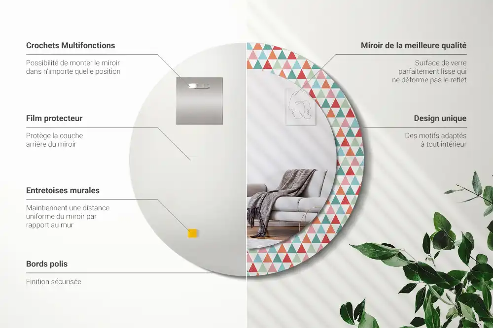 Okroglo okrasno ogledalo Geometrijski vzorec