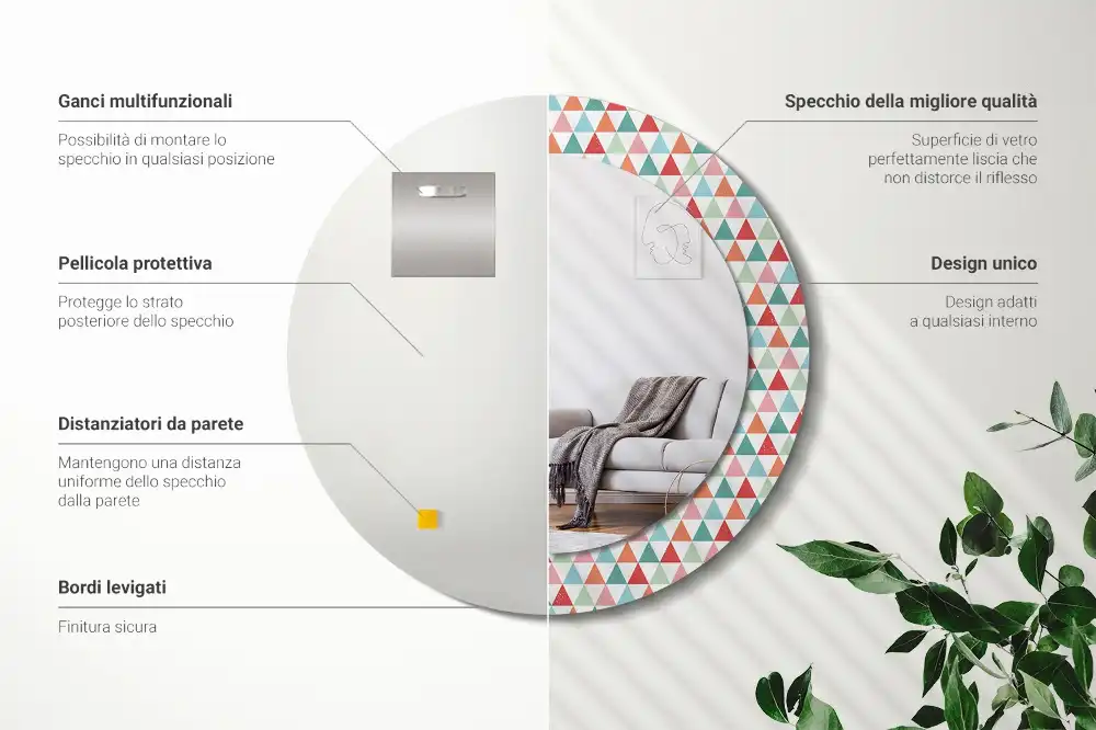 Okroglo okrasno ogledalo Geometrijski vzorec