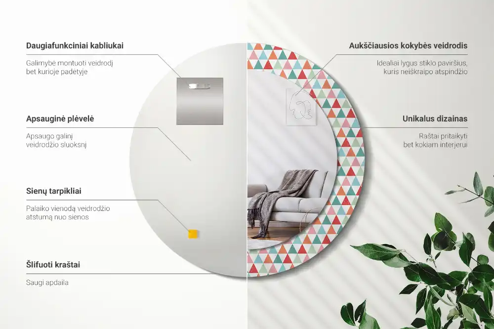 Okroglo okrasno ogledalo Geometrijski vzorec