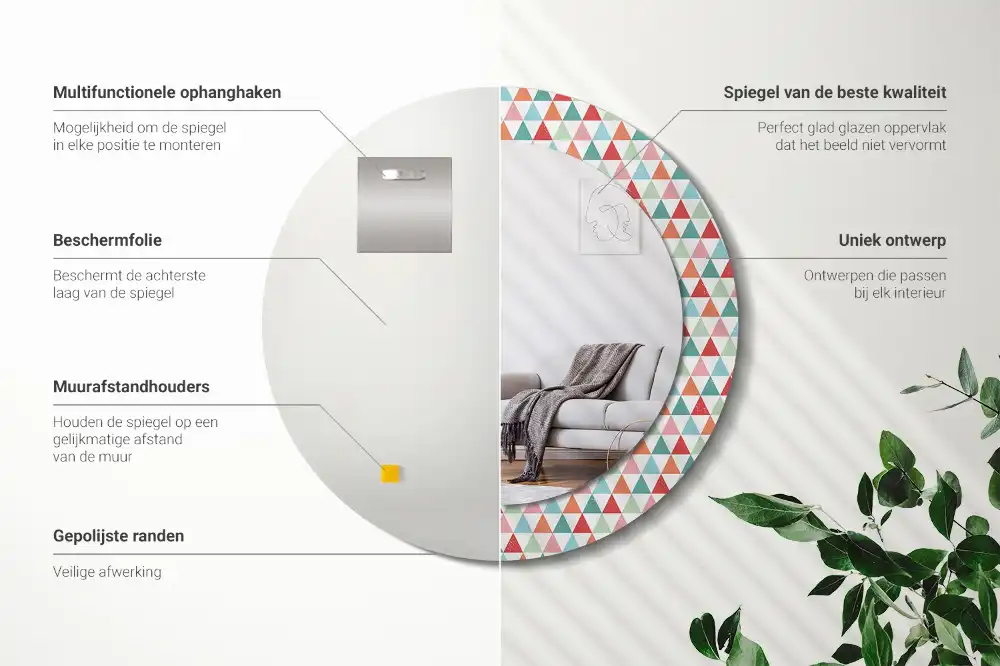 Okroglo okrasno ogledalo Geometrijski vzorec