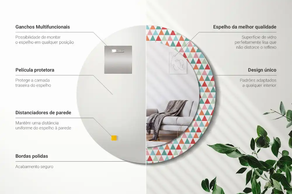 Okroglo okrasno ogledalo Geometrijski vzorec