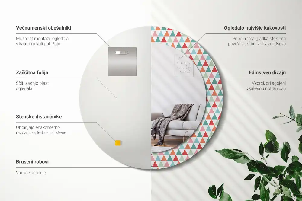 Okroglo okrasno ogledalo Geometrijski vzorec