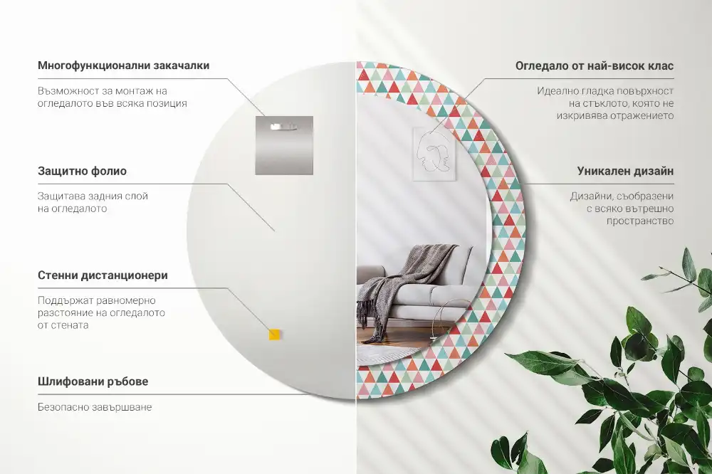 Okroglo okrasno ogledalo Geometrijski vzorec