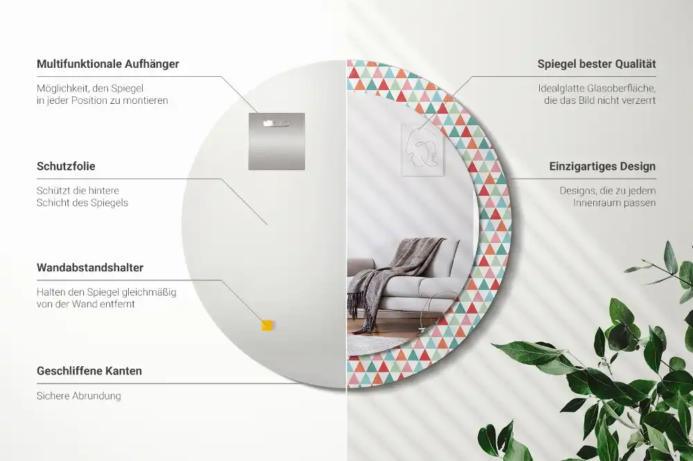 Okroglo okrasno ogledalo Geometrijski vzorec