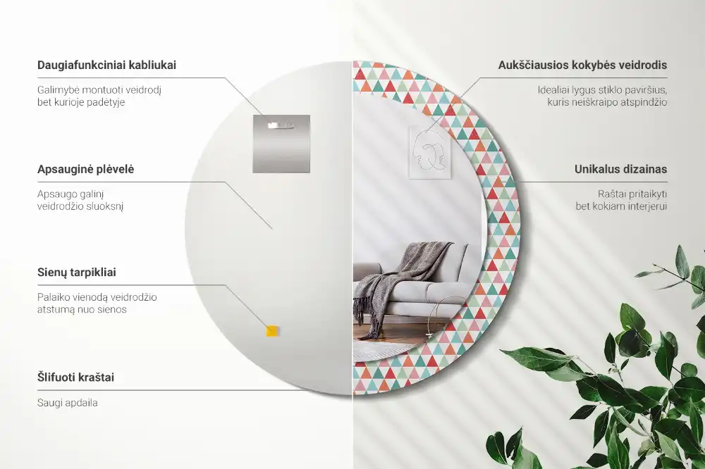 Okroglo okrasno ogledalo Geometrijski vzorec