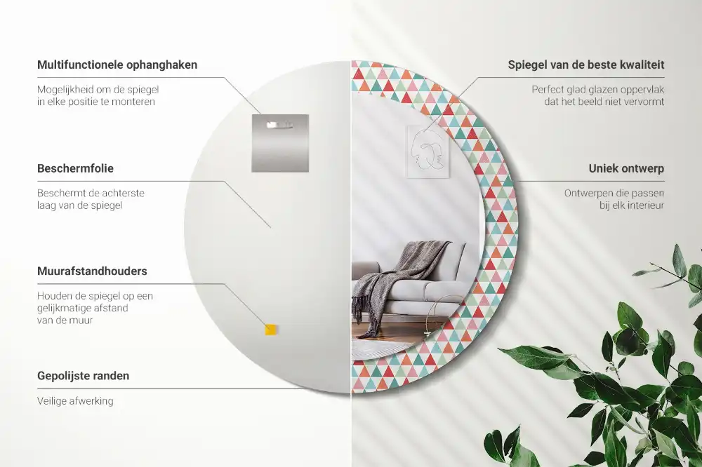 Okroglo okrasno ogledalo Geometrijski vzorec