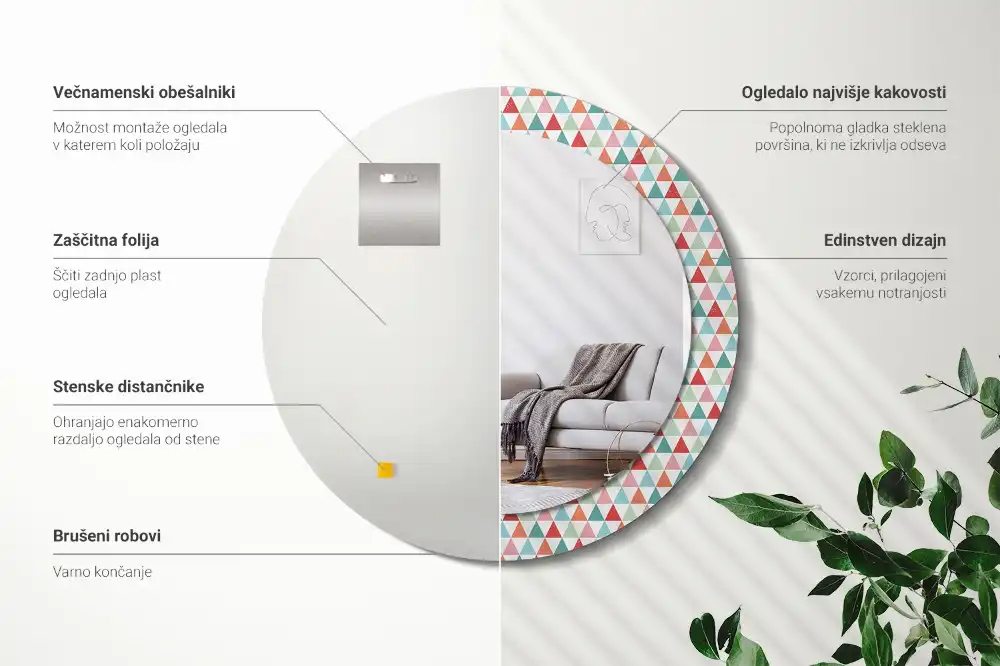 Okroglo okrasno ogledalo Geometrijski vzorec