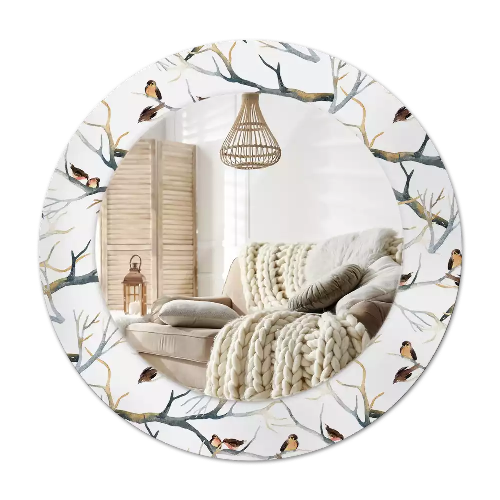 Tiskano okroglo ogledalo Vrabci ptičje veje