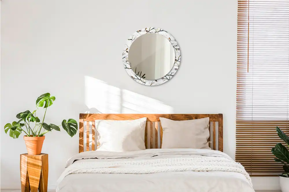 Tiskano okroglo ogledalo Vrabci ptičje veje