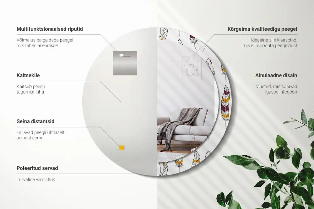 Tiskano okroglo ogledalo perje