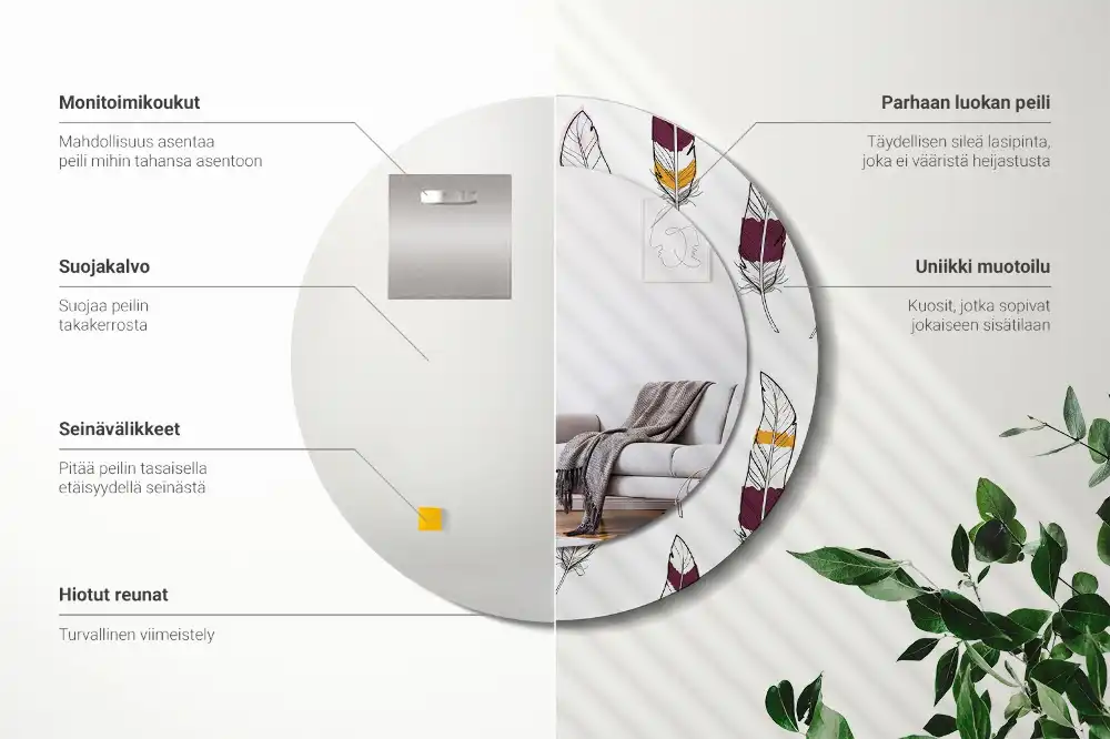 Tiskano okroglo ogledalo perje