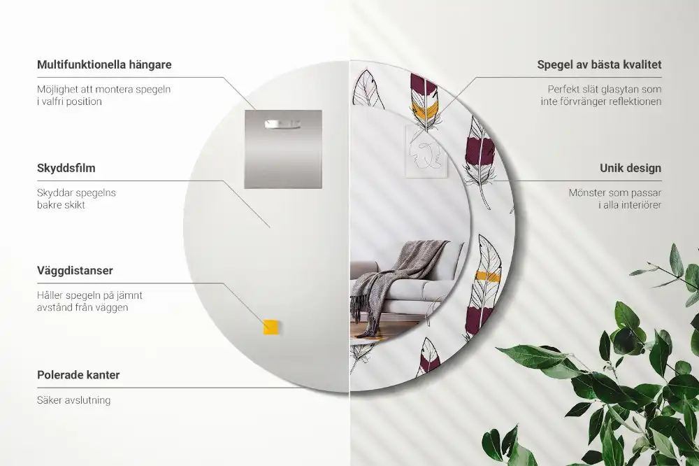 Tiskano okroglo ogledalo perje