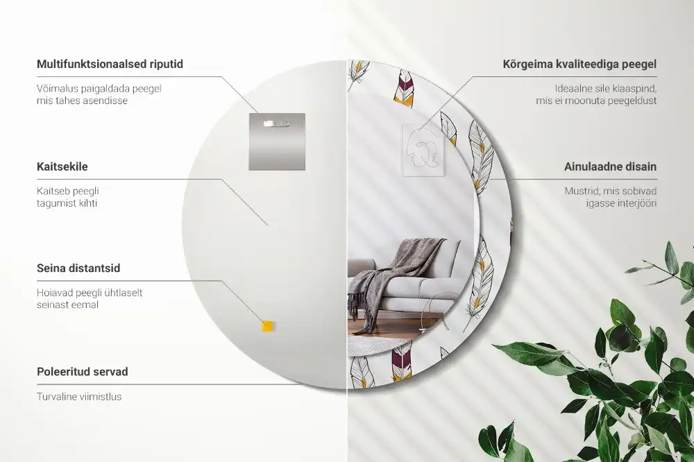 Tiskano okroglo ogledalo perje