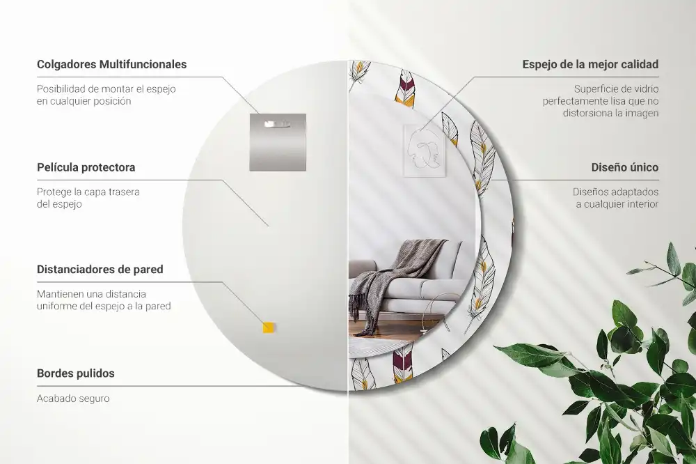 Tiskano okroglo ogledalo perje