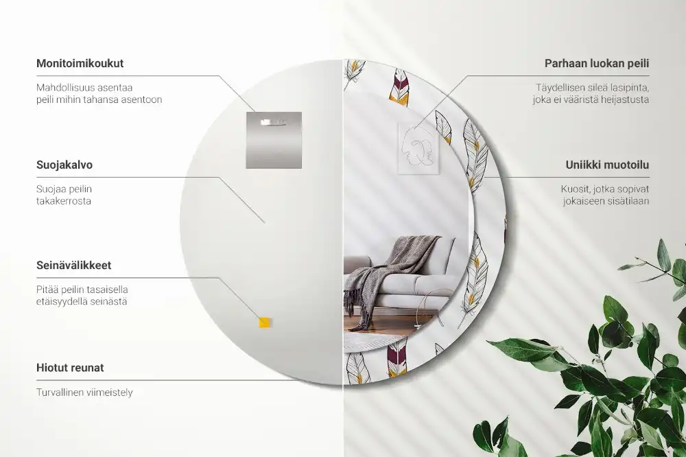 Tiskano okroglo ogledalo perje