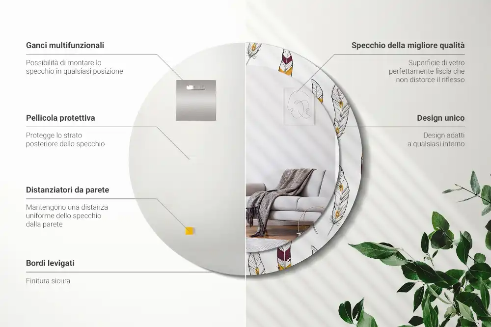 Tiskano okroglo ogledalo perje