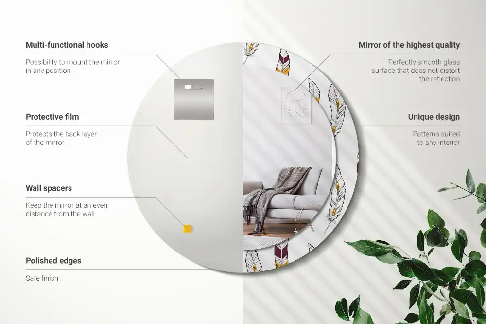 Tiskano okroglo ogledalo perje