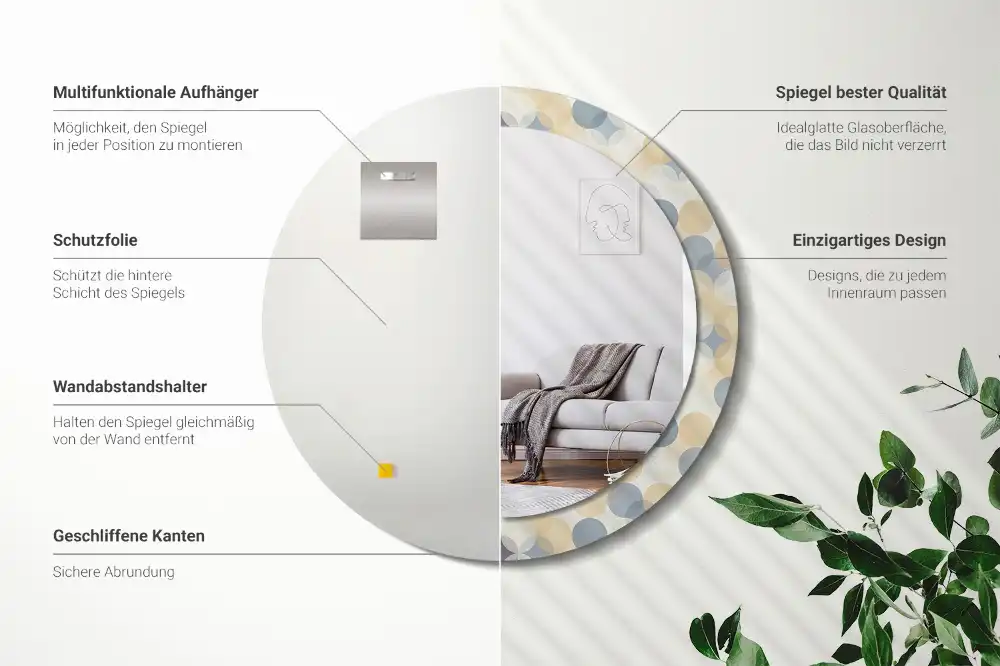 Okroglo stensko okrasno ogledalo Geometrijski krogi