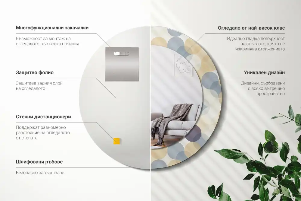 Okroglo stensko okrasno ogledalo Geometrijski krogi