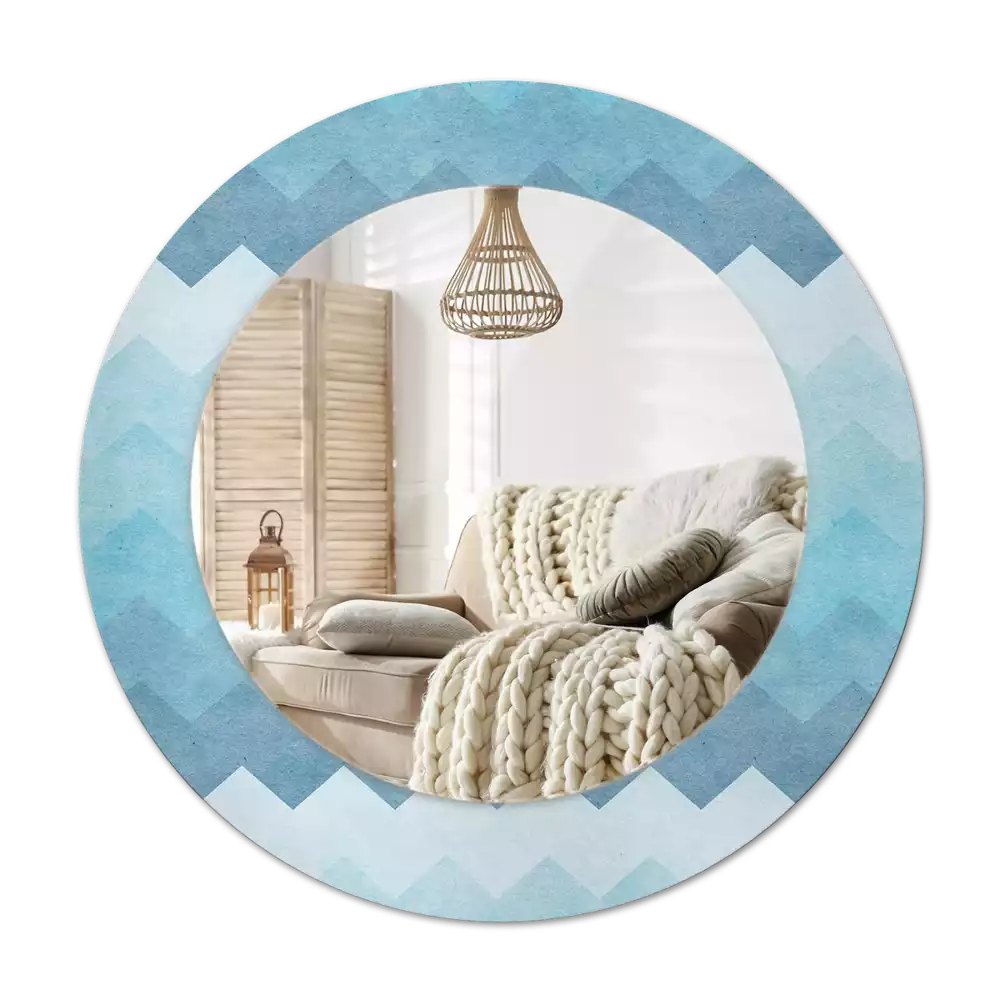 Tiskano okroglo ogledalo Modri ​​ševron