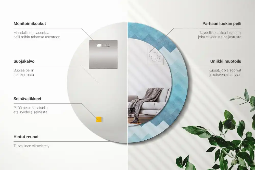 Tiskano okroglo ogledalo Modri ​​ševron