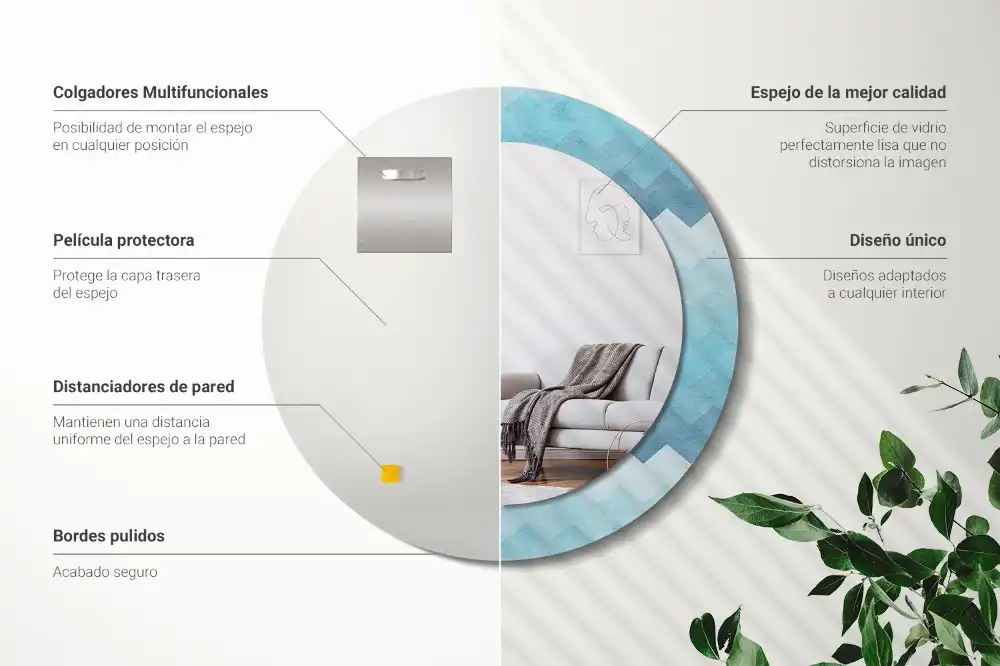 Tiskano okroglo ogledalo Modri ​​ševron