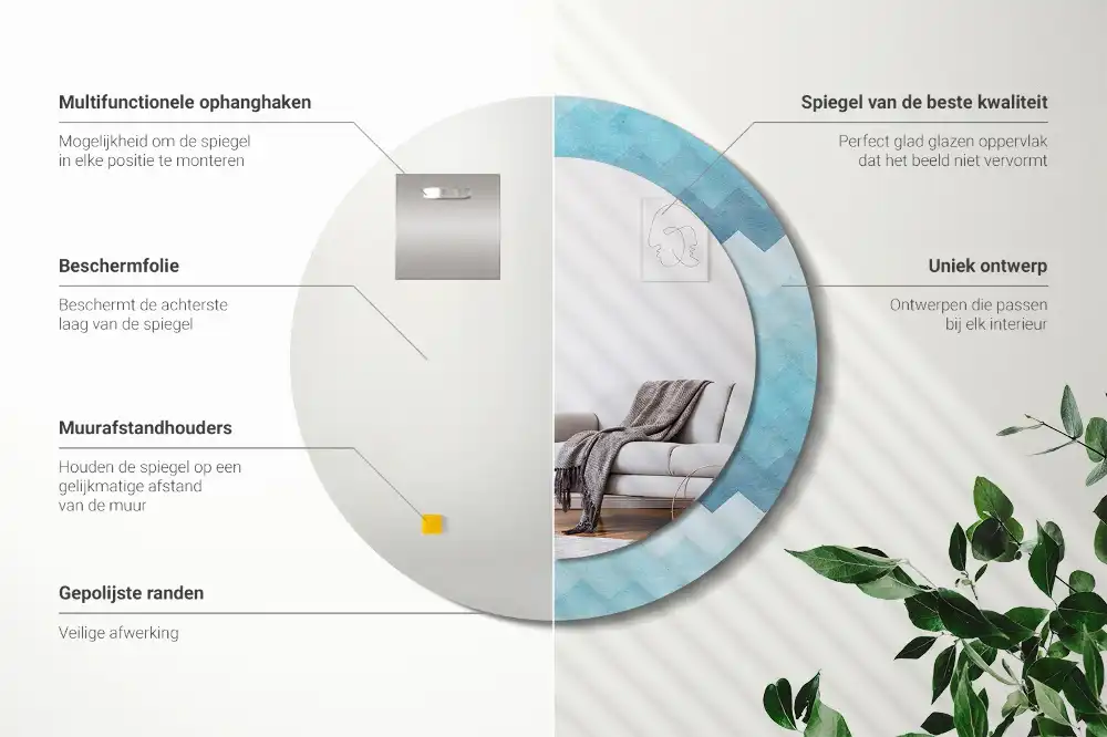 Tiskano okroglo ogledalo Modri ​​ševron