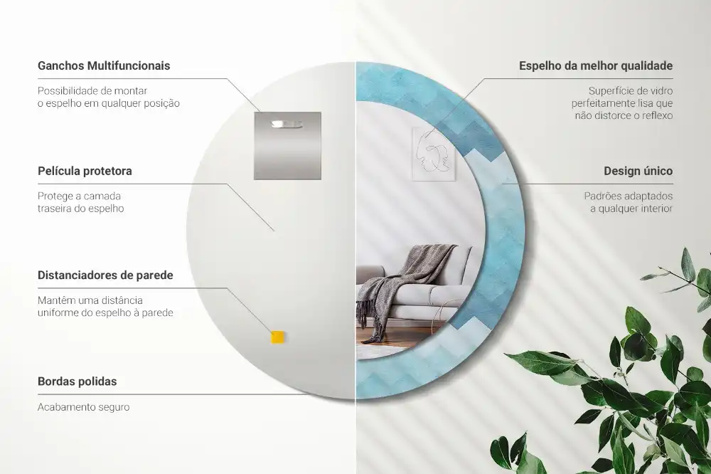 Tiskano okroglo ogledalo Modri ​​ševron