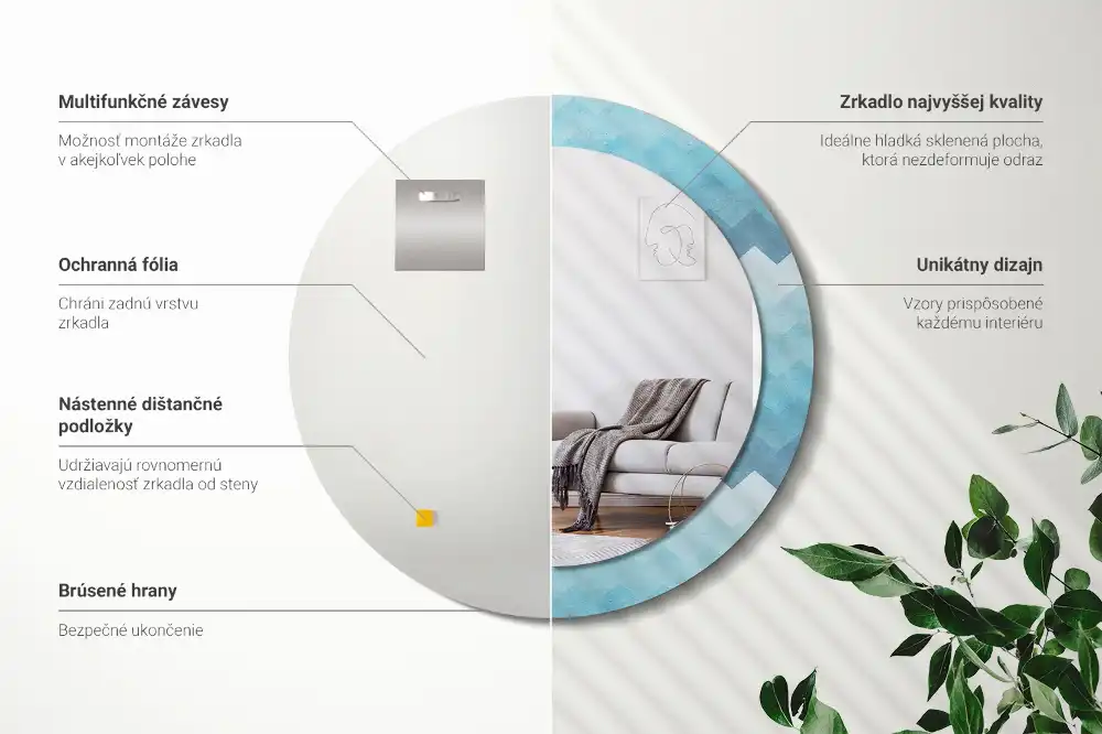 Tiskano okroglo ogledalo Modri ​​ševron