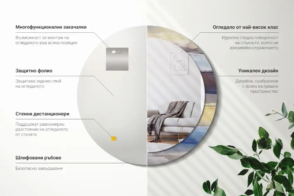 Okroglo stensko okrasno ogledalo Abstraktno slikarstvo