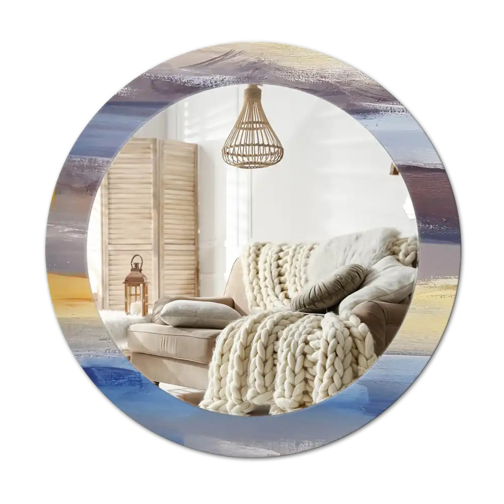 Okroglo stensko okrasno ogledalo Abstraktno slikarstvo