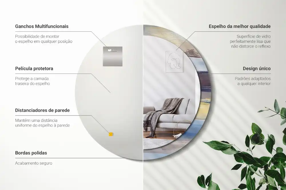 Okroglo stensko okrasno ogledalo Abstraktno slikarstvo