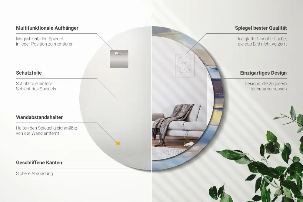 Okroglo stensko okrasno ogledalo Abstraktno slikarstvo