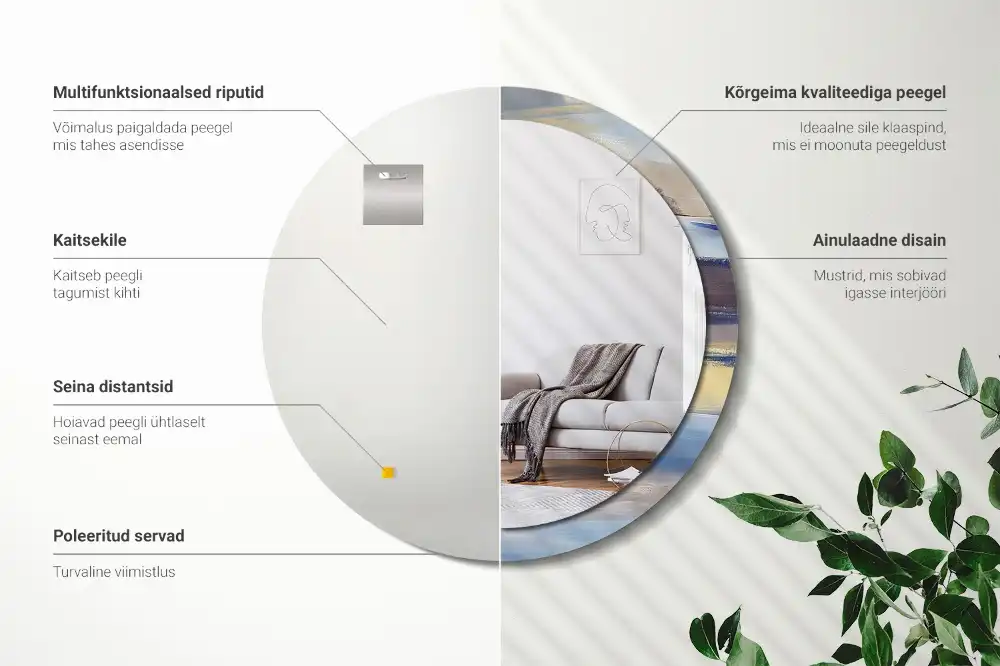 Okroglo stensko okrasno ogledalo Abstraktno slikarstvo