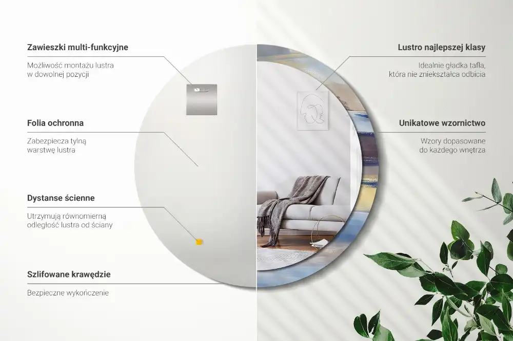 Okroglo stensko okrasno ogledalo Abstraktno slikarstvo