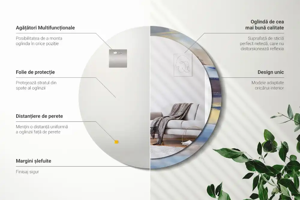 Okroglo stensko okrasno ogledalo Abstraktno slikarstvo