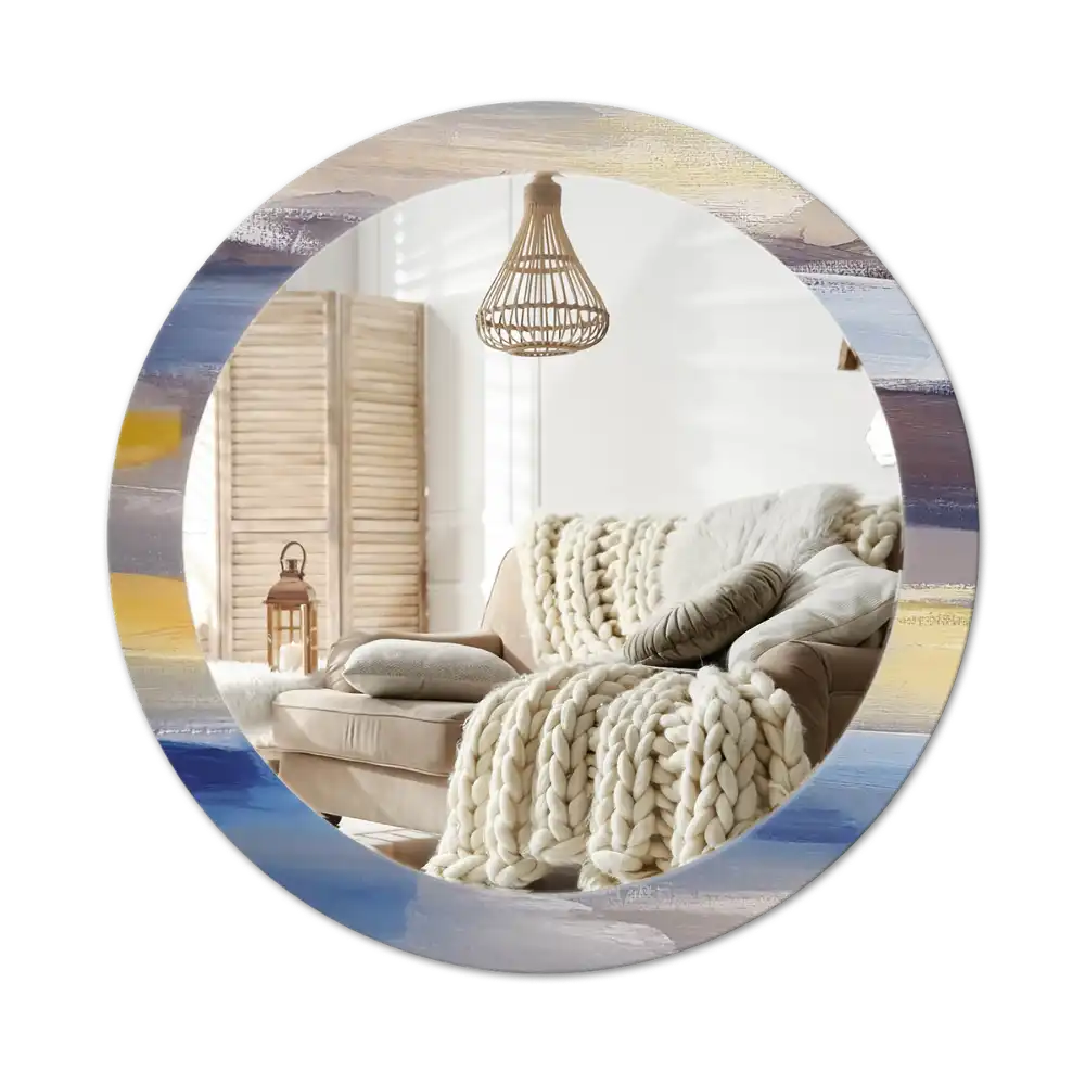 Okroglo stensko okrasno ogledalo Abstraktno slikarstvo