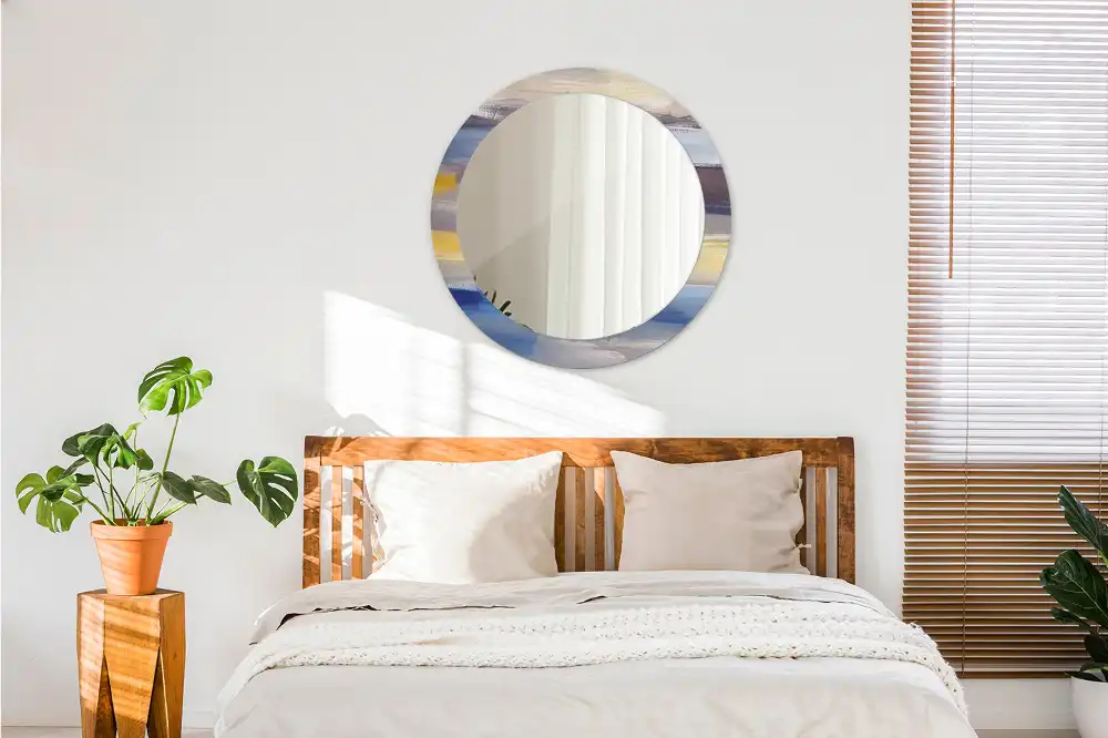 Okroglo stensko okrasno ogledalo Abstraktno slikarstvo