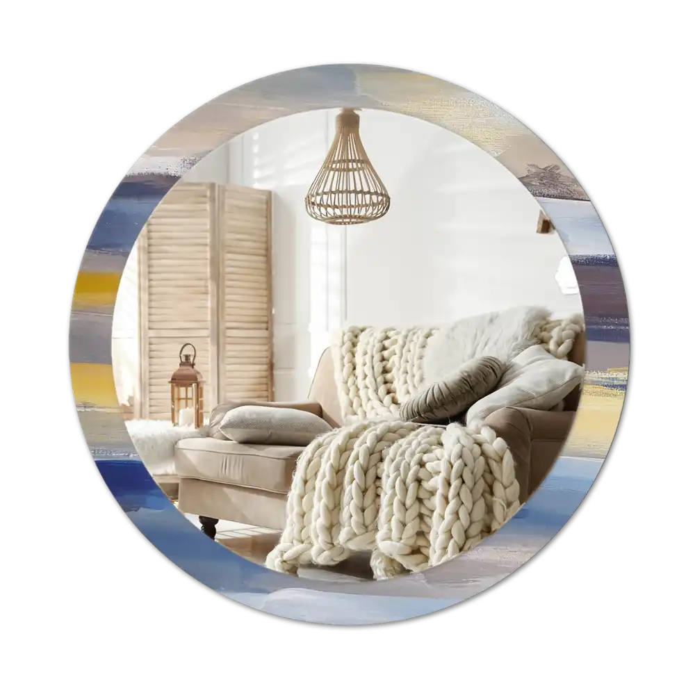 Okroglo stensko okrasno ogledalo Abstraktno slikarstvo