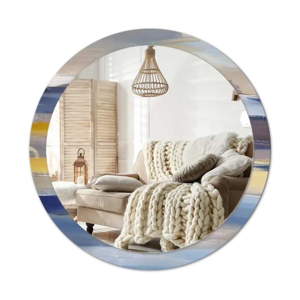 Okroglo stensko okrasno ogledalo Abstraktno slikarstvo