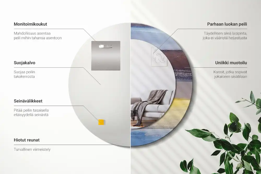 Okroglo stensko okrasno ogledalo Abstraktno slikarstvo