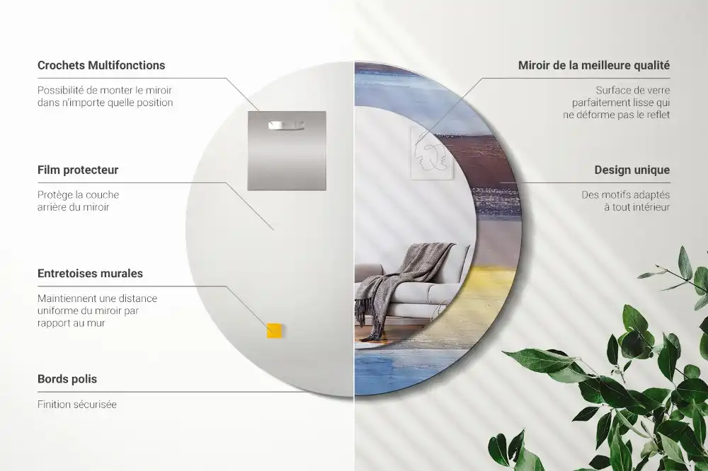 Okroglo stensko okrasno ogledalo Abstraktno slikarstvo