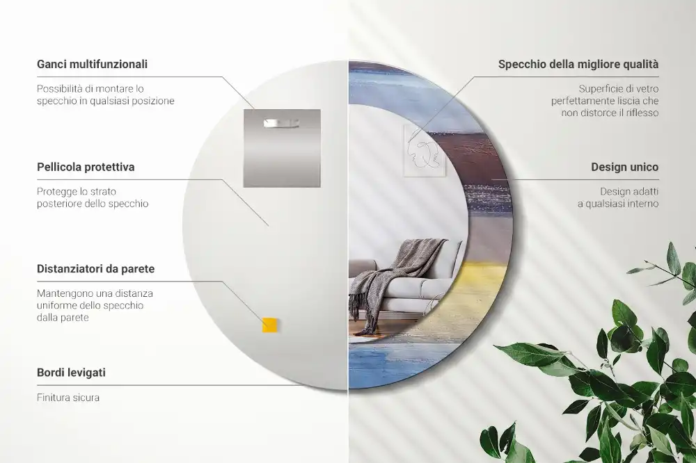 Okroglo stensko okrasno ogledalo Abstraktno slikarstvo