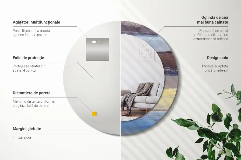 Okroglo stensko okrasno ogledalo Abstraktno slikarstvo