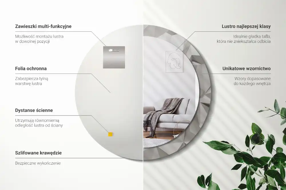 Okroglo okrasno ogledalo Abstraktni beli kristal