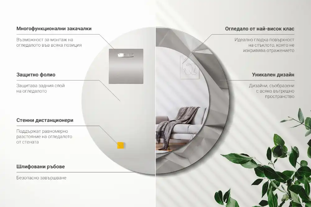 Okroglo okrasno ogledalo Abstraktni beli kristal