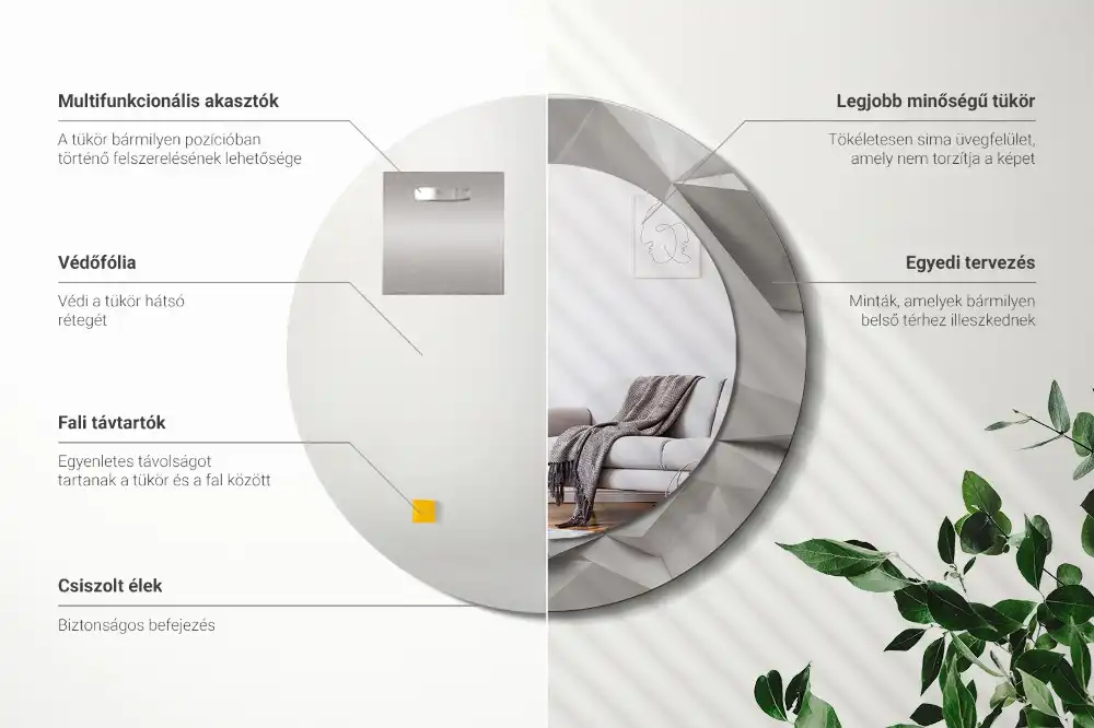 Okroglo okrasno ogledalo Abstraktni beli kristal