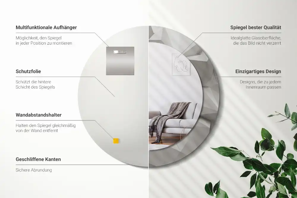 Okroglo okrasno ogledalo Abstraktni beli kristal